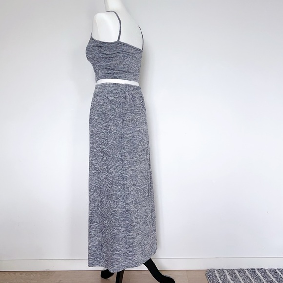 Heather Grey Star Crop Top & Maxi Skirt Set | Stretchy Comfy – One Size fits S - Picture 10 of 10